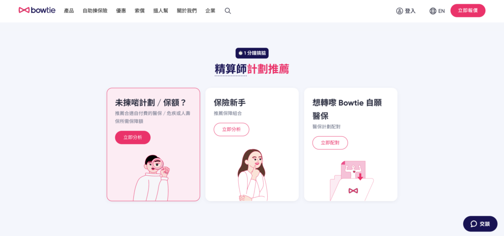 如果你不知道如何揀選保額或不同的醫保計劃，可選取最左方框框內的「立即分析」。